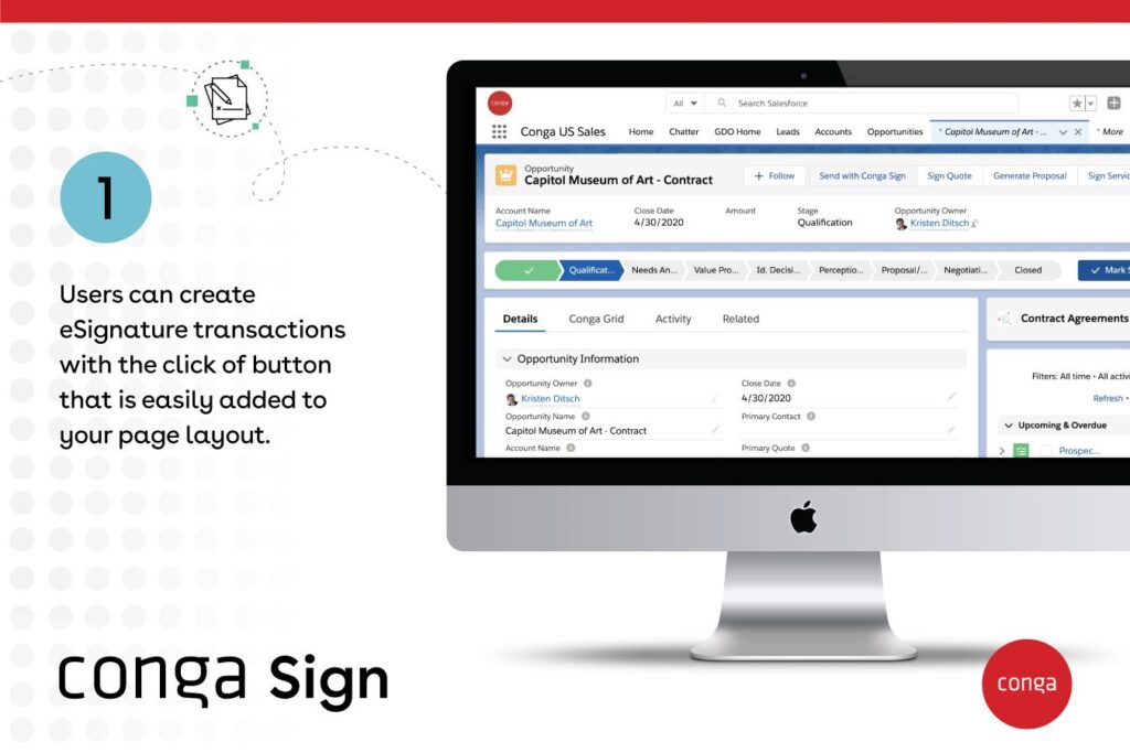 Conga Contracts Electronic Signature Real Estate Contracts transaction creation