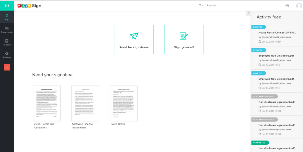 Zoho Sign Electronic Signature Real Estate Contracts